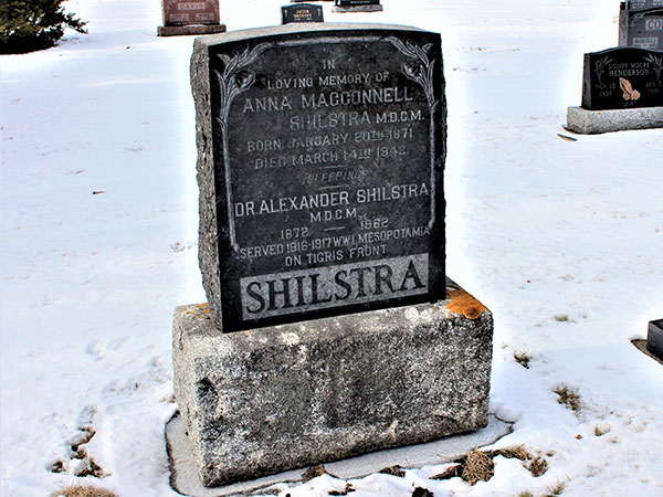 Grave of war veteran Dr. Alexander Shilstra MDCM, who served in the Tigris Front in Mesopotamia in the First World War