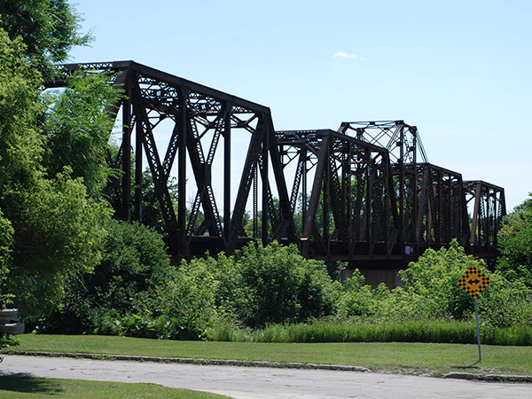The former Canadian National Railway bridge on the Assiniboine River