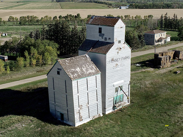 Aerial view of former Manitoba Pool Grain Elevator at Coulter
