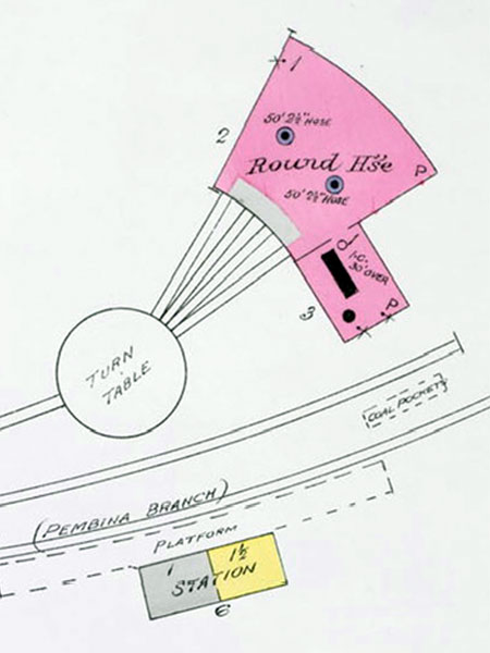 Fire insurance map showing the Canadian Pacific Railway Turntable and Engine House at La Riviere