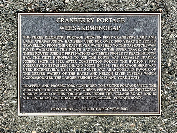 Cranberry Portage commemorative plaque