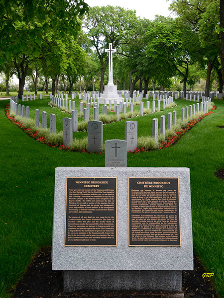 Teardrop-shaped plot in Brookside Cemetery where 140 First World War dead are buried