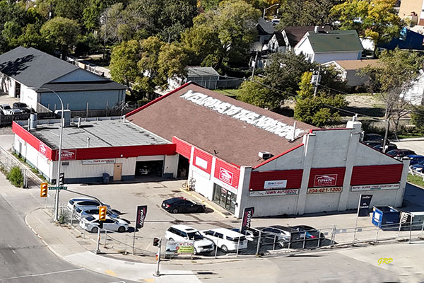 Aerial view of the Crosstown Garage and Service Station