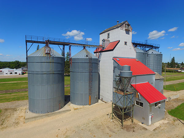 Aerial view of the Paterson grain elevator at Cypress River
