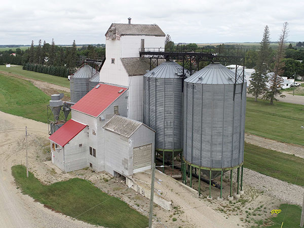 Aerial view of the Paterson grain elevator at Cypress River
