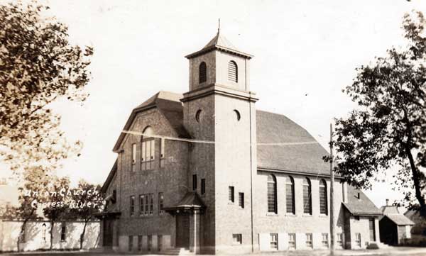 Postcard view of Cypress River United Church