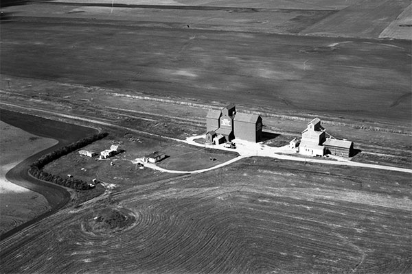 Aerial view of the grain elevators at Dalny