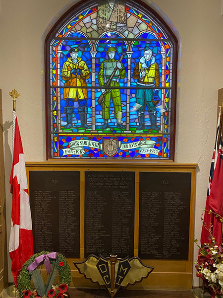 Second World War commemorative plaques inside Daniel McIntyre Collegiate
