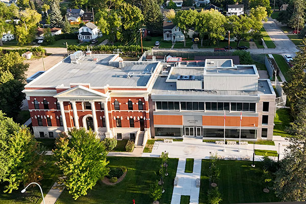Aerial view of Dauphin Law Courts Building