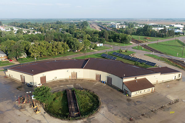 Aerial view of the former Canadian National Railway Engine House