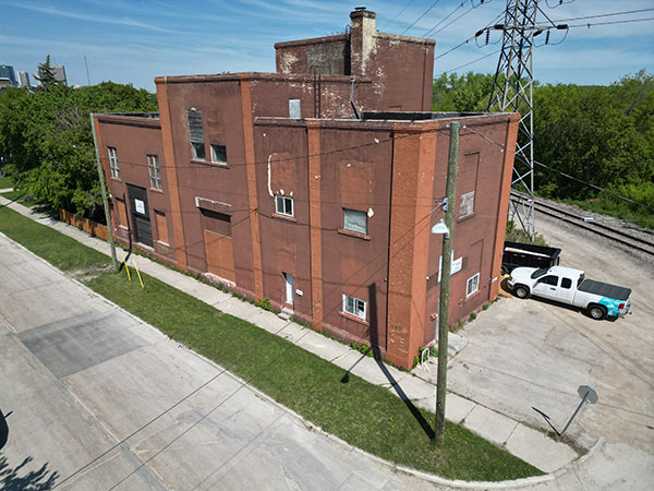 Aerial view of Winnipeg Electric Company Desautels Substation