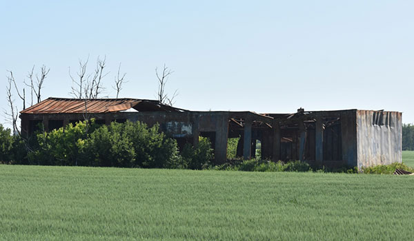 The former Duck Mountain School after being burned