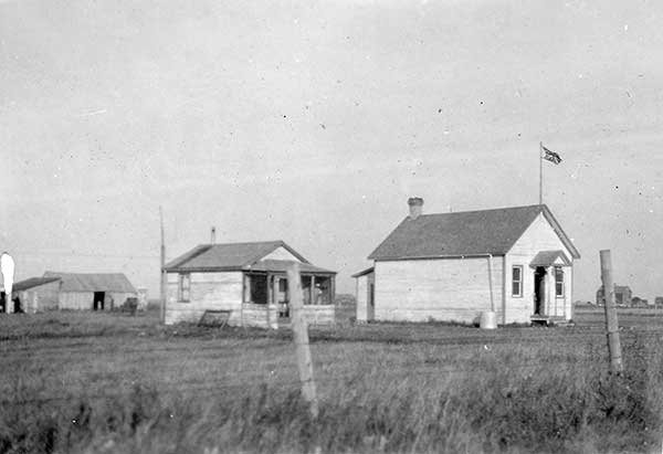 Dufrost School, teacherage and barn