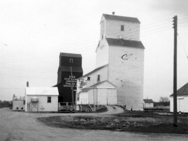 United Grain Growers grain elevator at Eden, with the Pool B elevator in the background