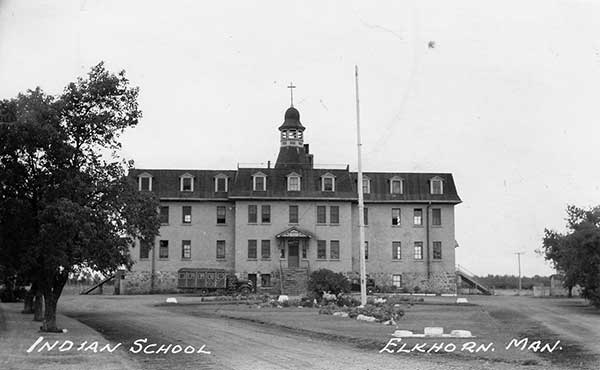 Postcard view of the second Elkhorn Indian Residential School