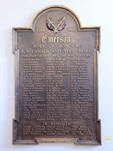Honour roll in the Emerson Town Hall