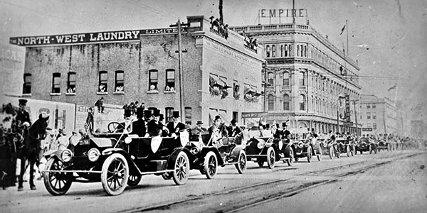 "A fashion parade" on Main Street with the Empire Hotel in the background