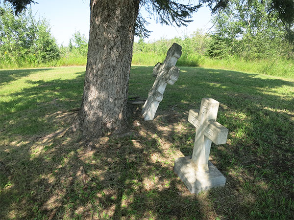 Grave markers in the unidentified cemetery