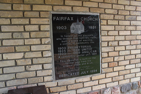 Plaque on the Fairfax Church commemorative monument