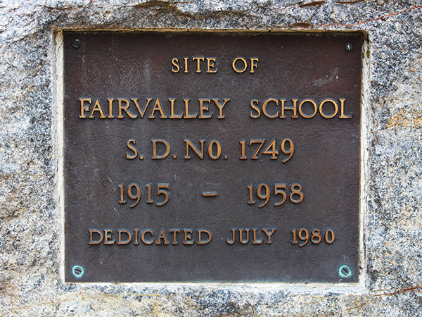 Plaque on Fair Valley School commemorative monument