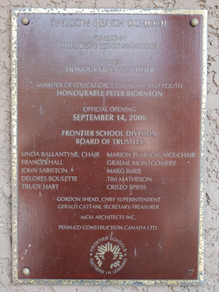 Falcon Beach School commemorative plaque