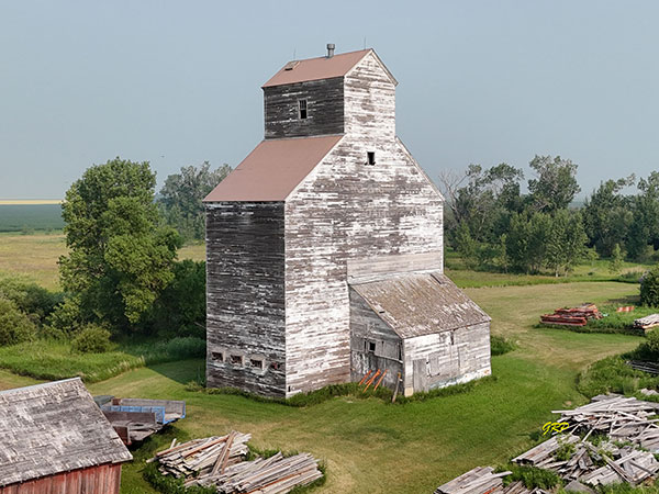 Aerial view of the former Stevens and Company grain elevator