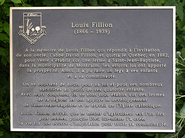 Plaque on the Fillion Commemorative Monument