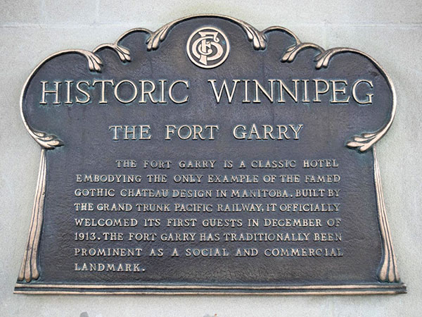 Fort Garry Hotel commemorative plaque