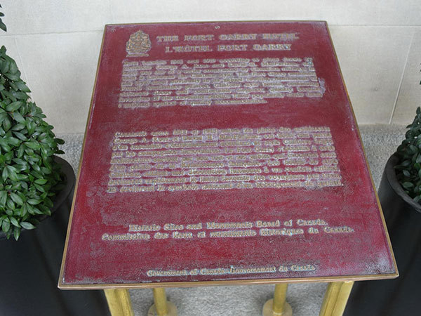 Fort Garry Hotel commemorative plaque