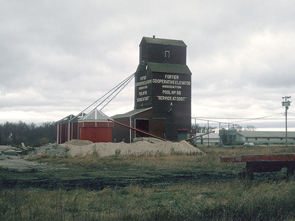 Former Manitoba Pool Grain Elevator from Fortier at Huron Hutterite Colony