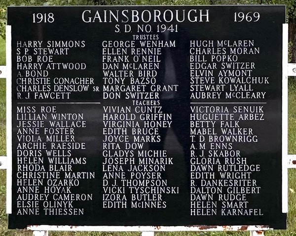 Plaque on the Gainsborough School commemorative sign