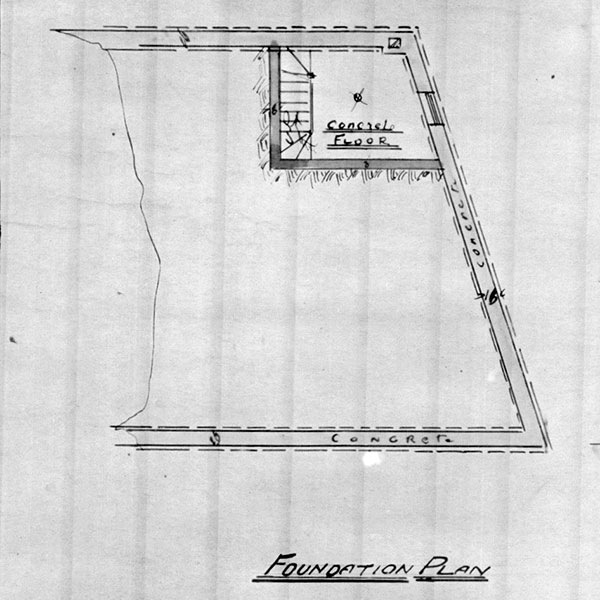 Architectural plan for the foundation of the Glesby Stable
