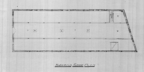 Architectural plan for the second floor of the Glesby Stable
