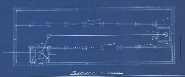 Architectural plans for the cross section B of the Glesby Stable