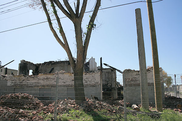 The former Globe Bedding Warehouse after the fire