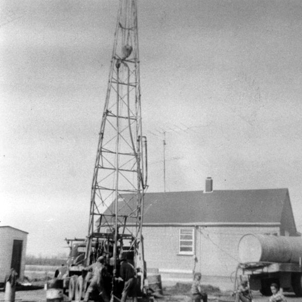 Drilling a well at Gobeil School