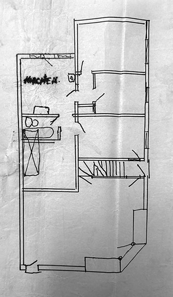 Sketch for first floor of the Goffman Block