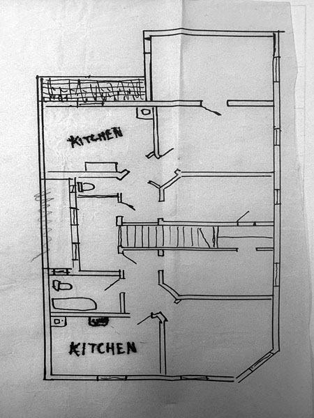 Sketch for second floor of the Goffman Block
