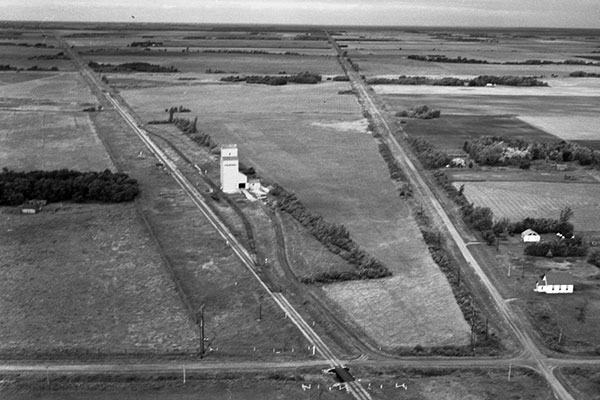 Aerial view of the former Federal grain elevator before being sold to private ownership and moved