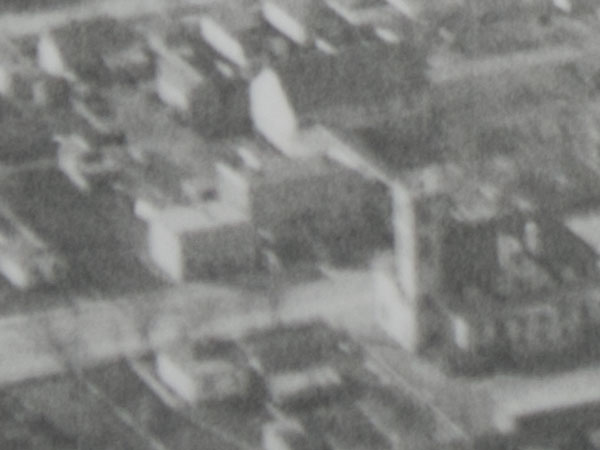 Aerial view of Goodall Block across from Fire Hall No. 8