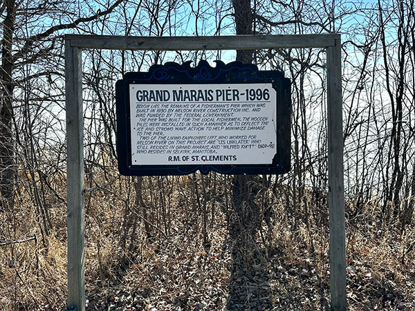 Commemorative sign for the Grand Marais pier