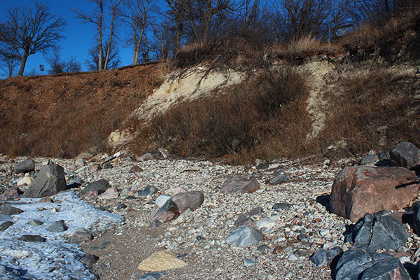 A view of the former pier site at beach level