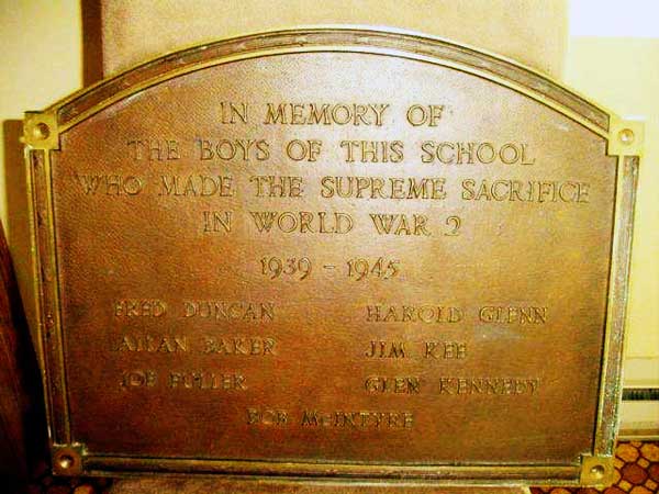 Plaque that was once displayed inside Graysville School for former students killed during the Second World War
