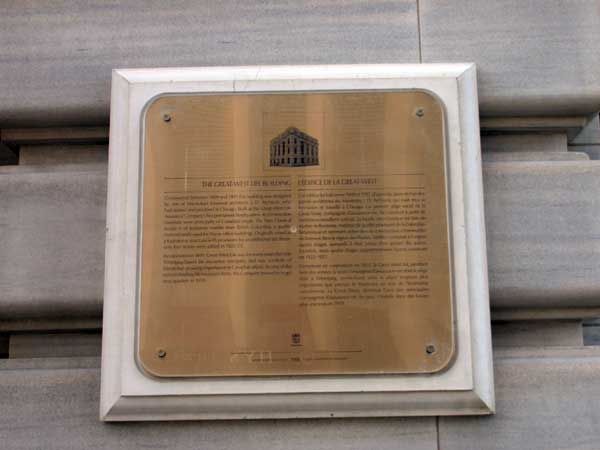 Great West Life Building commemorative plaque