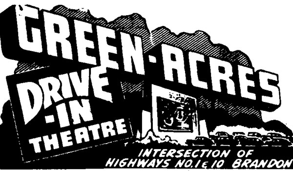 Advertising logo for the Green Acres Drive-In Theatre