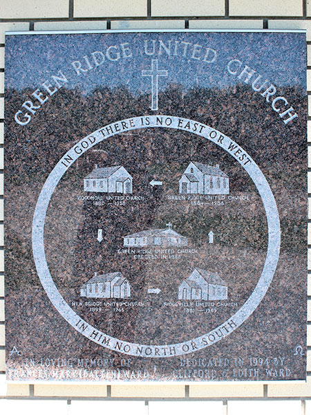 Green Ridge United Church commemorative plaque