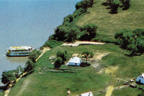 Postcard aerial view of Guest Cottage