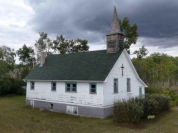 Aerial view of the Gypsumville United Church