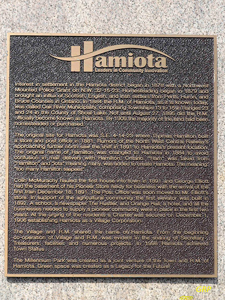 Commemorative plaque in Hamiota Millennium Park