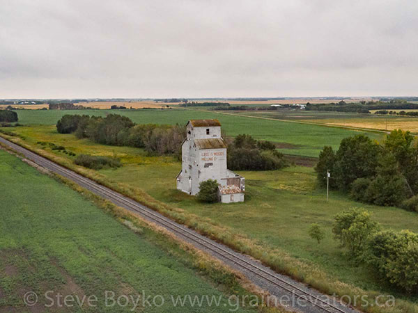 Aerial view of former Lake of the Woods grain elevator at Harmsworth